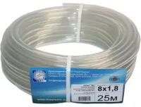 Шланг ПВХ технический однослойный пищевой 12х1,8 (прозр.) 25м