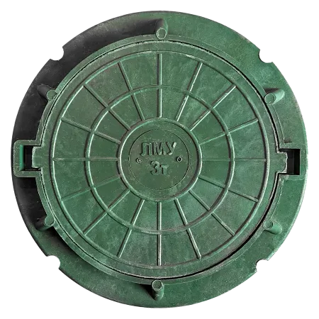 Люк полимер-песчаный ЛМУ легкий малогабаритный усиленный 30кН (ЗЕЛЕНЫЙ)